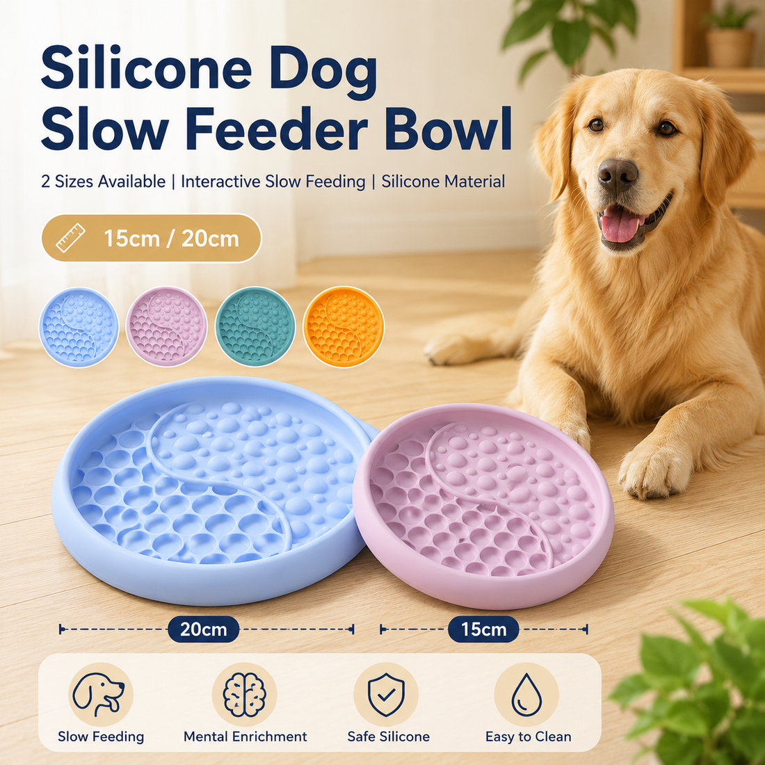 2 sizes small and large Silicone Dog Bowl and Lick Mat Combo