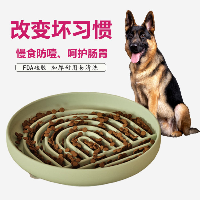 20cm round Silicone Pet Slow Feeder Bowl with Non-Slip Base for dogs and cats