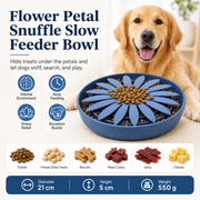 Petal-Design Puzzle Slow-Feeder Bowl with Treat-Hiding for Dogs & Cats