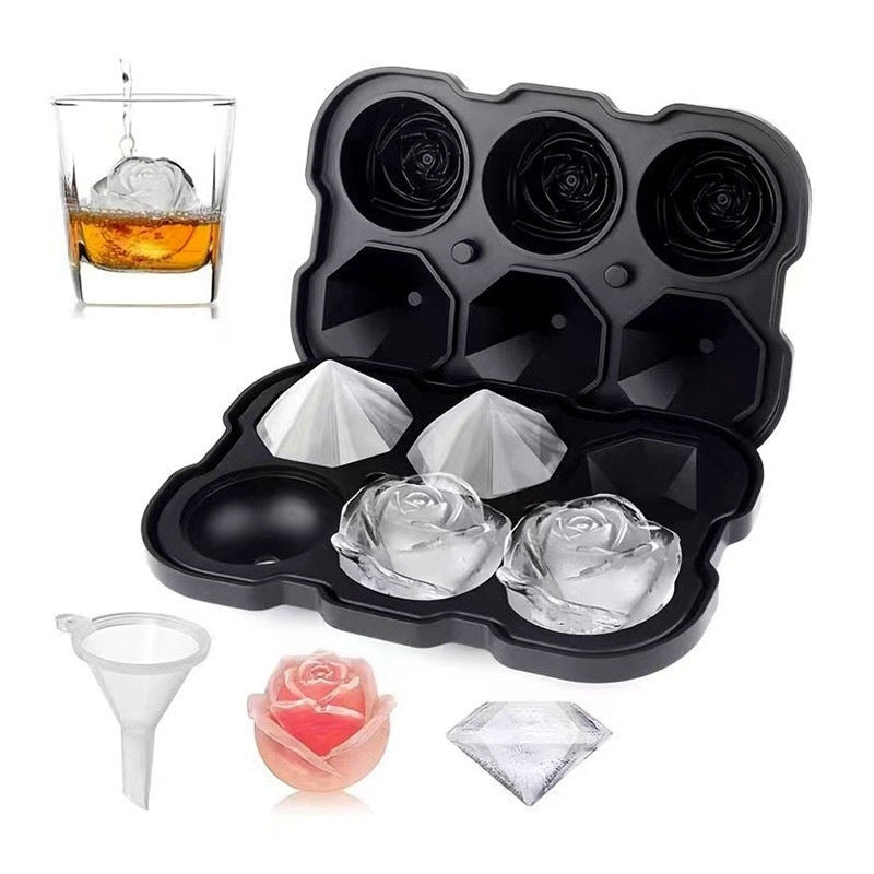 Easy Release Portable diamond and rose shape Silicone Ice Cube Trays & Molds - image 1