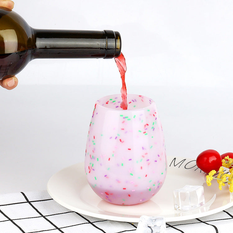 Custom Mixed Color Silicone Wine Cups Unbreakable Color Changing & Glow in the Dark Rainbow Color Cups - image 2