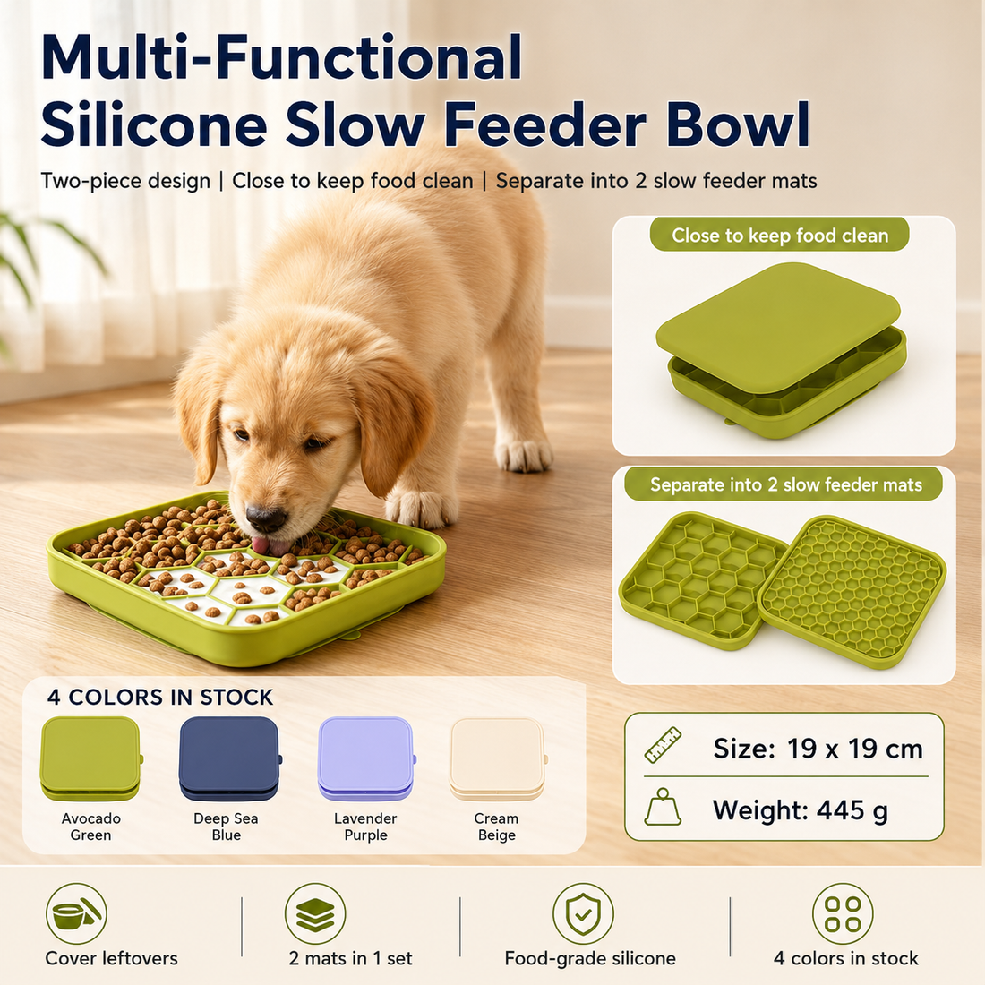 Multifunctional Silicone Slow Feeder bowl with licking mat for Dogs & Cats