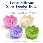 Lotus-design silicone slow-feeder bowl with sucker for Dogs & Cats