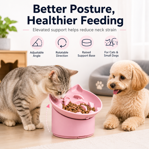 BPA free Non-Slip Adjustable Silicone Slow Feeding Bowl for Cats & Small Dogs - image 2