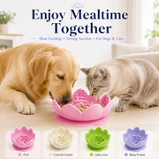 Lotus-design silicone slow-feeder bowl with sucker for Dogs & Cats