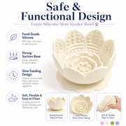 Lotus-design silicone slow-feeder bowl with sucker for Dogs & Cats