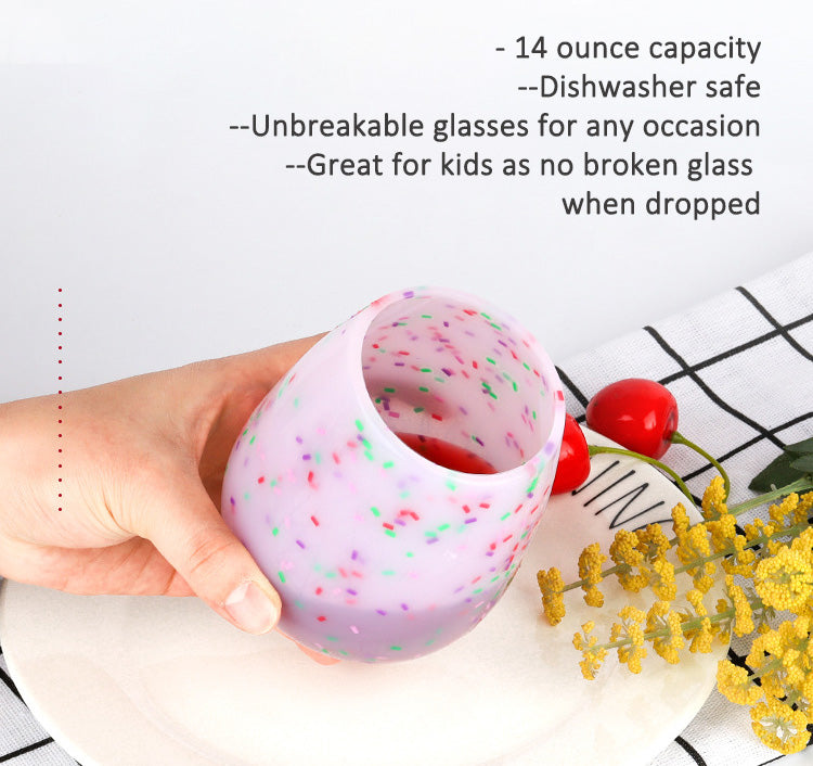 Custom Mixed Color Silicone Wine Cups Unbreakable Color Changing & Glow in the Dark Rainbow Color Cups - image 3
