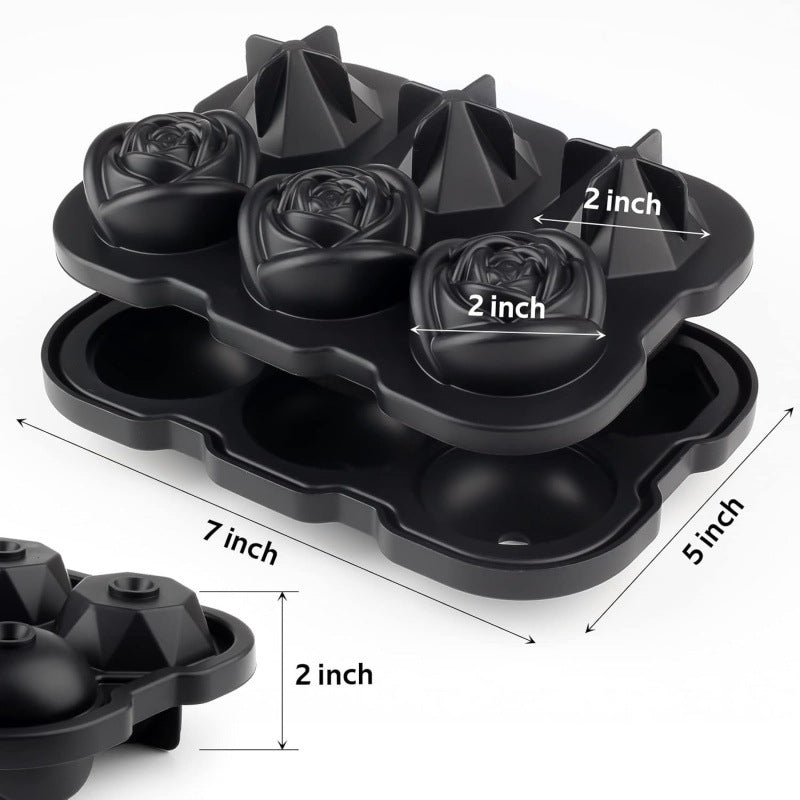 Easy Release Portable diamond and rose shape Silicone Ice Cube Trays & Molds - image 2