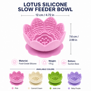 Lotus-design silicone slow-feeder bowl with sucker for Dogs & Cats