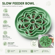 Petal-Design Puzzle Slow-Feeder Bowl with Sucker Cup