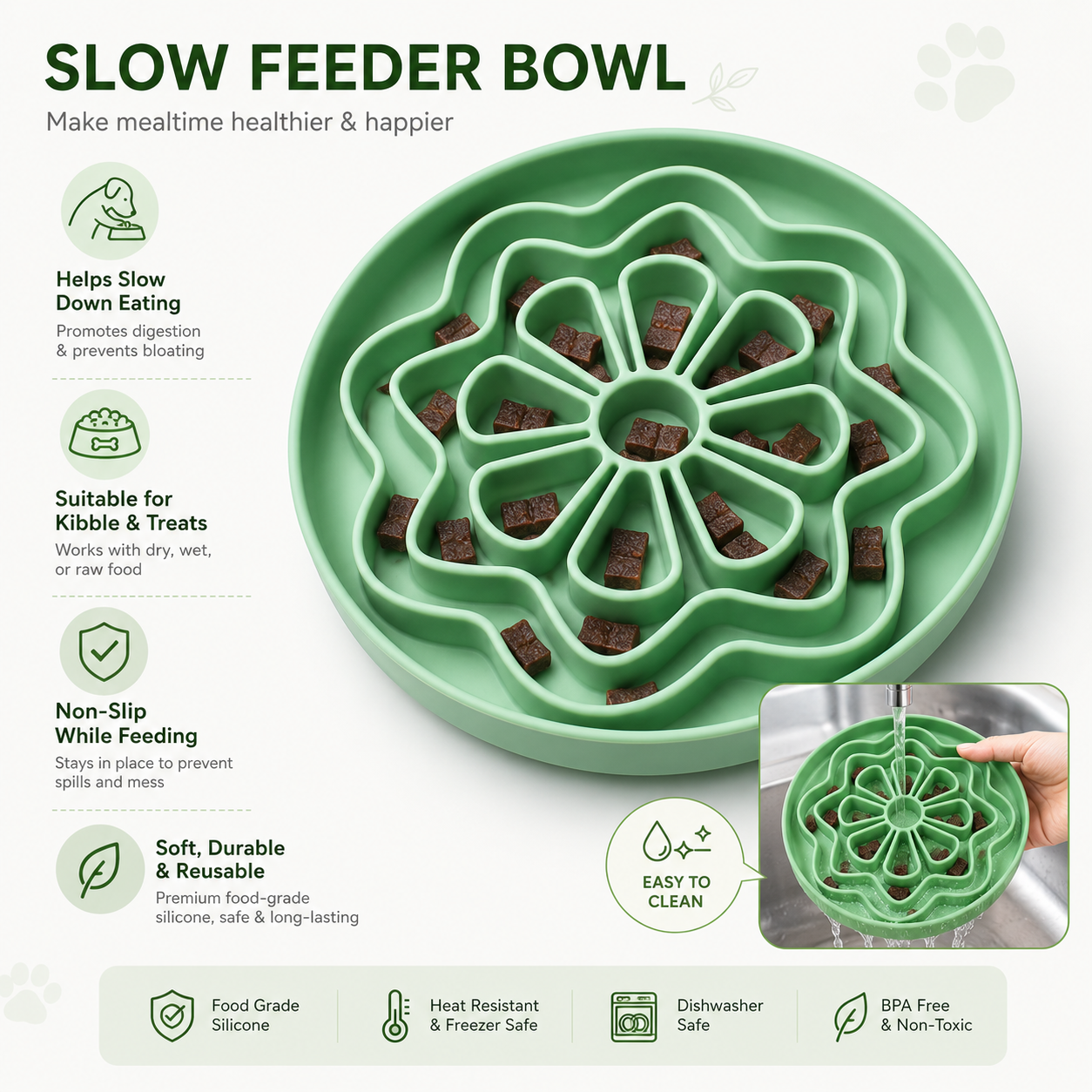Petal-Design Puzzle Slow-Feeder Bowl with Sucker Cup - image 5
