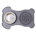 Eco-Friendly Waterproof Silicone 3-in-1 Slow Feeder Dog Bowl, Anti-Choking Water Bowl with Non-Slip Mat