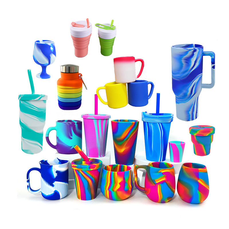Silicone Travel Cup with Lid and Straw