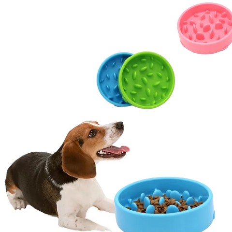 Plastic Pet Slow Feeder Bowl, Anti-Choking Eco-Friendly Feeding Bowl for Cats and Dogs