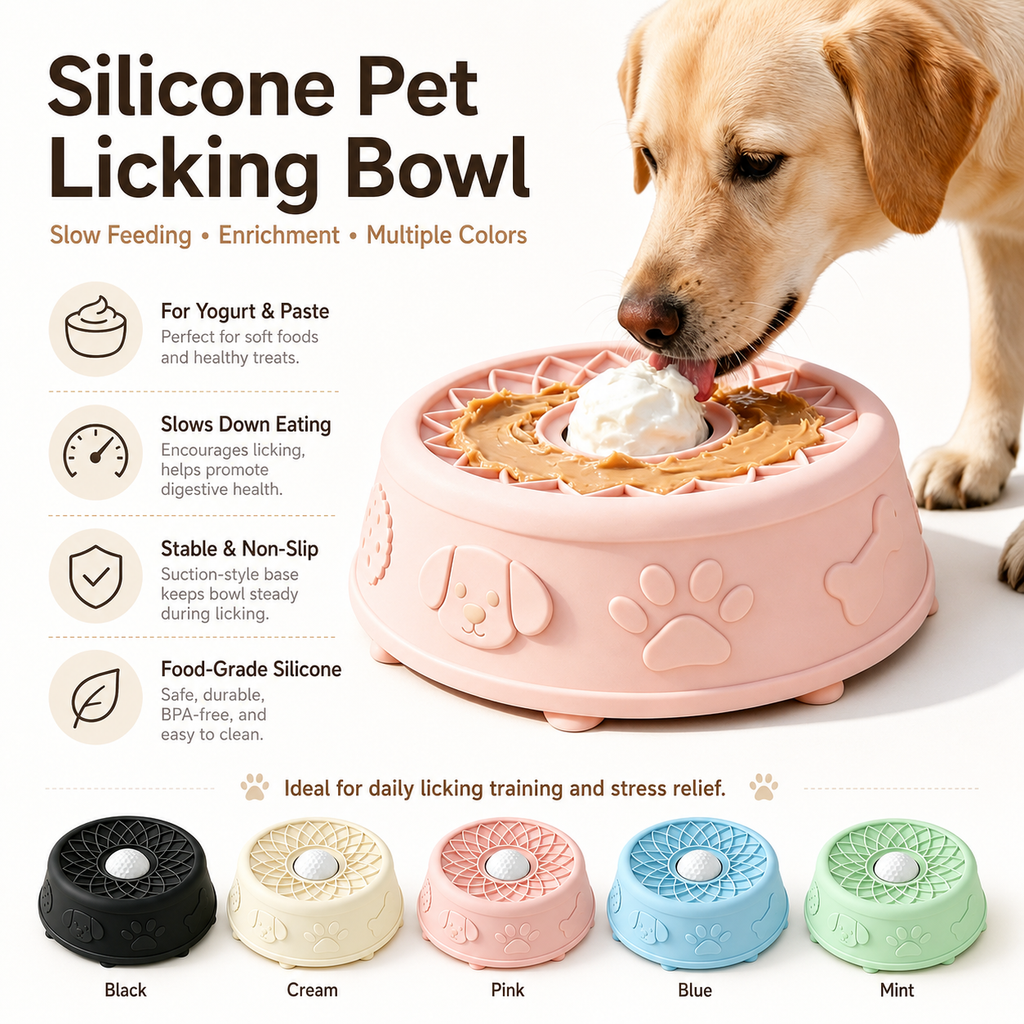 Interactive Silicone Slow Feeder Bowl for Dogs & Cats