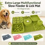 Extra-Large 7-in-1 Silicone Dog Slow Feeder Bowl & Lick Mat